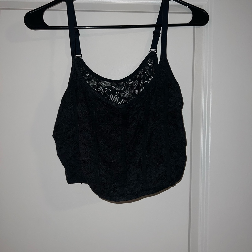 Colsie Black Lace Bralette with Sheer Mesh